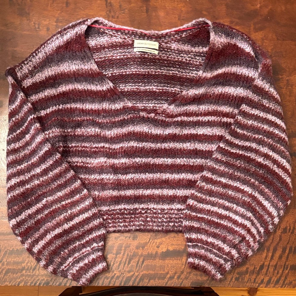 Urban Outfitters Striped V-Neck Cropped Sweater